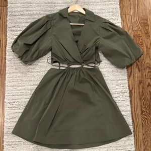 Jonathan Simkhai Green Aulora Cut-Out Minidress, size S